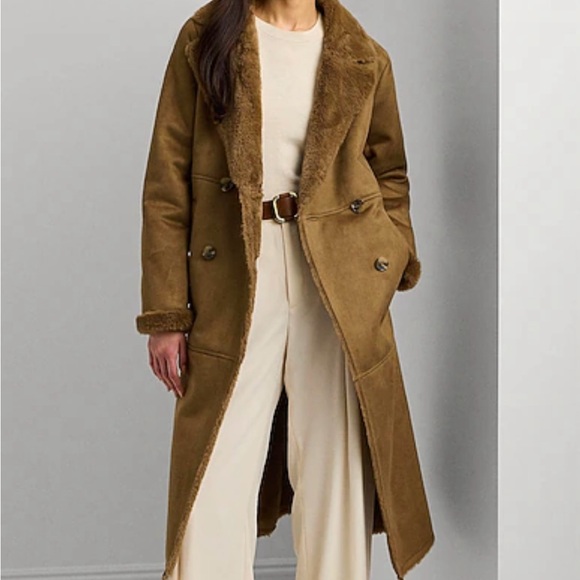 Lauren Ralph Lauren Women Faux Shearling Brown Coat - Picture 6 of 6